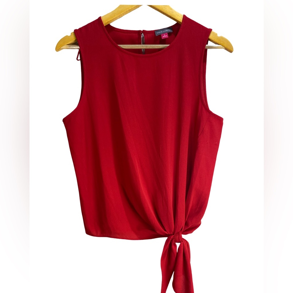 Vince Camuto Red Sleeveless‎ Blouse Tie Front Back Cutout Size S/M